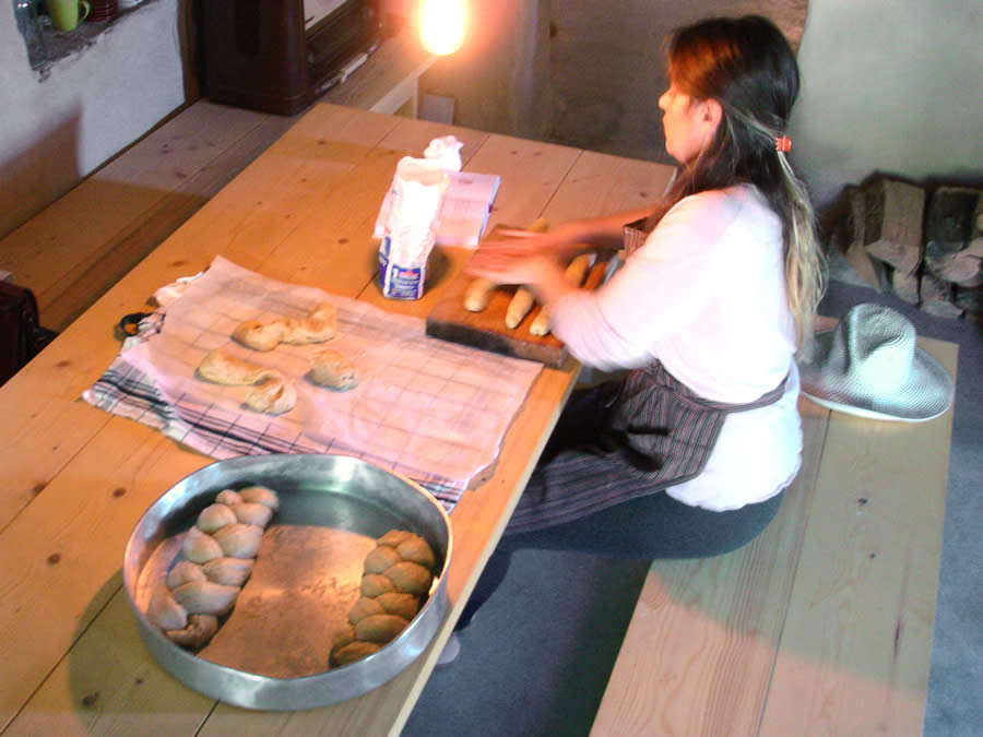 kneading tsoureki in Tinos